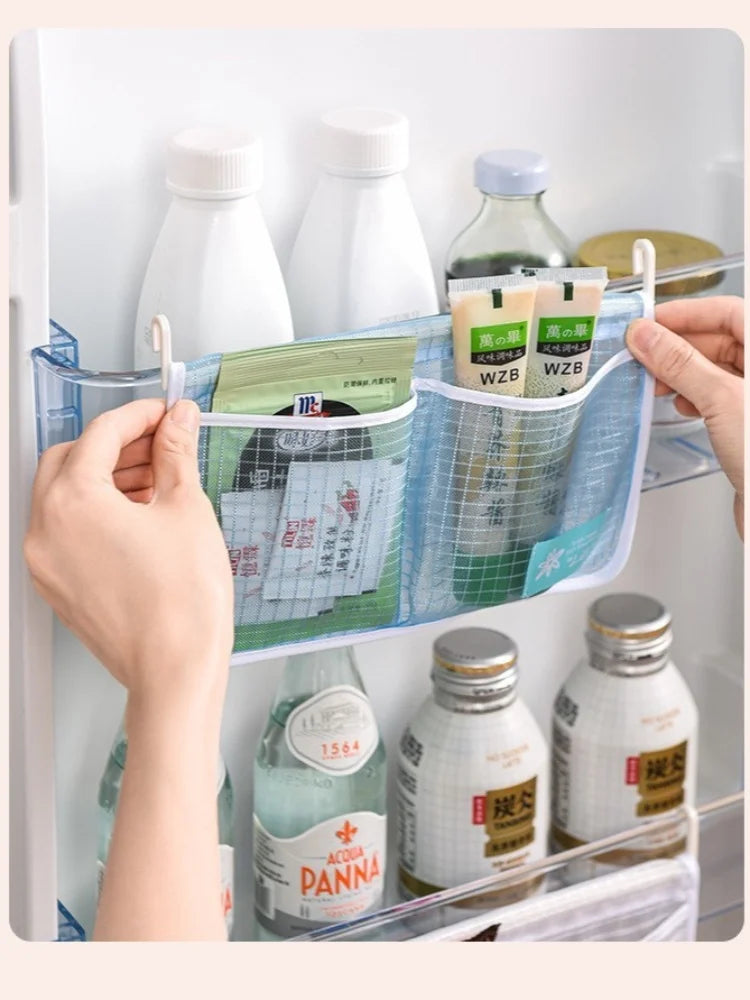 Refrigerator Door Hanging Mesh Organizer