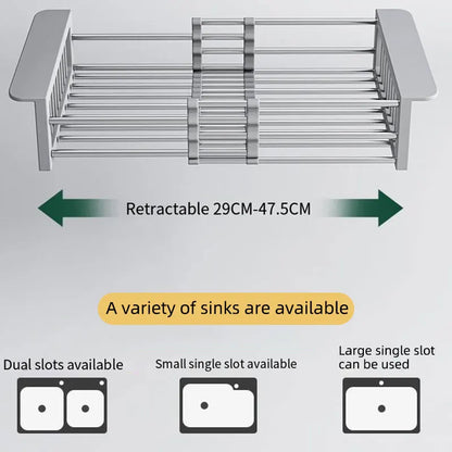 Folding Kitchen Sink Drain Rack & Dish Drainer Basket