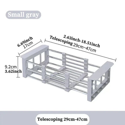 Folding Kitchen Sink Drain Rack & Dish Drainer Basket