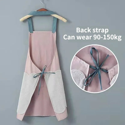 Waterproof Oil-Proof Kitchen Apron with Hand-Wiping Design