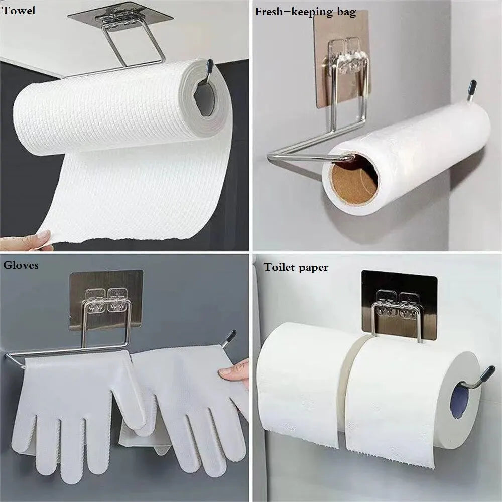 2-Piece Adhesive Kitchen & Toilet Paper Towel Holder Set