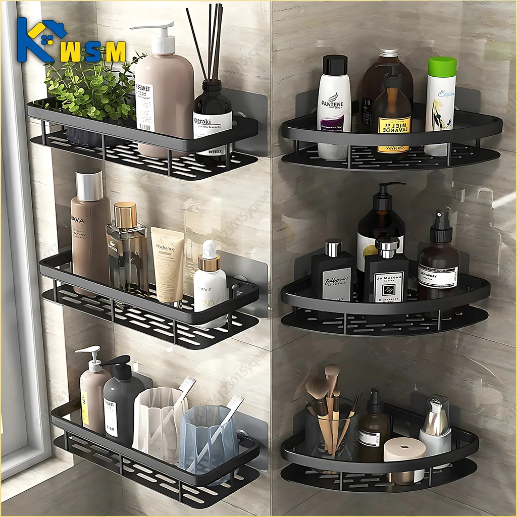 Aluminum Alloy Bathroom & Kitchen Storage Organizer Shelf