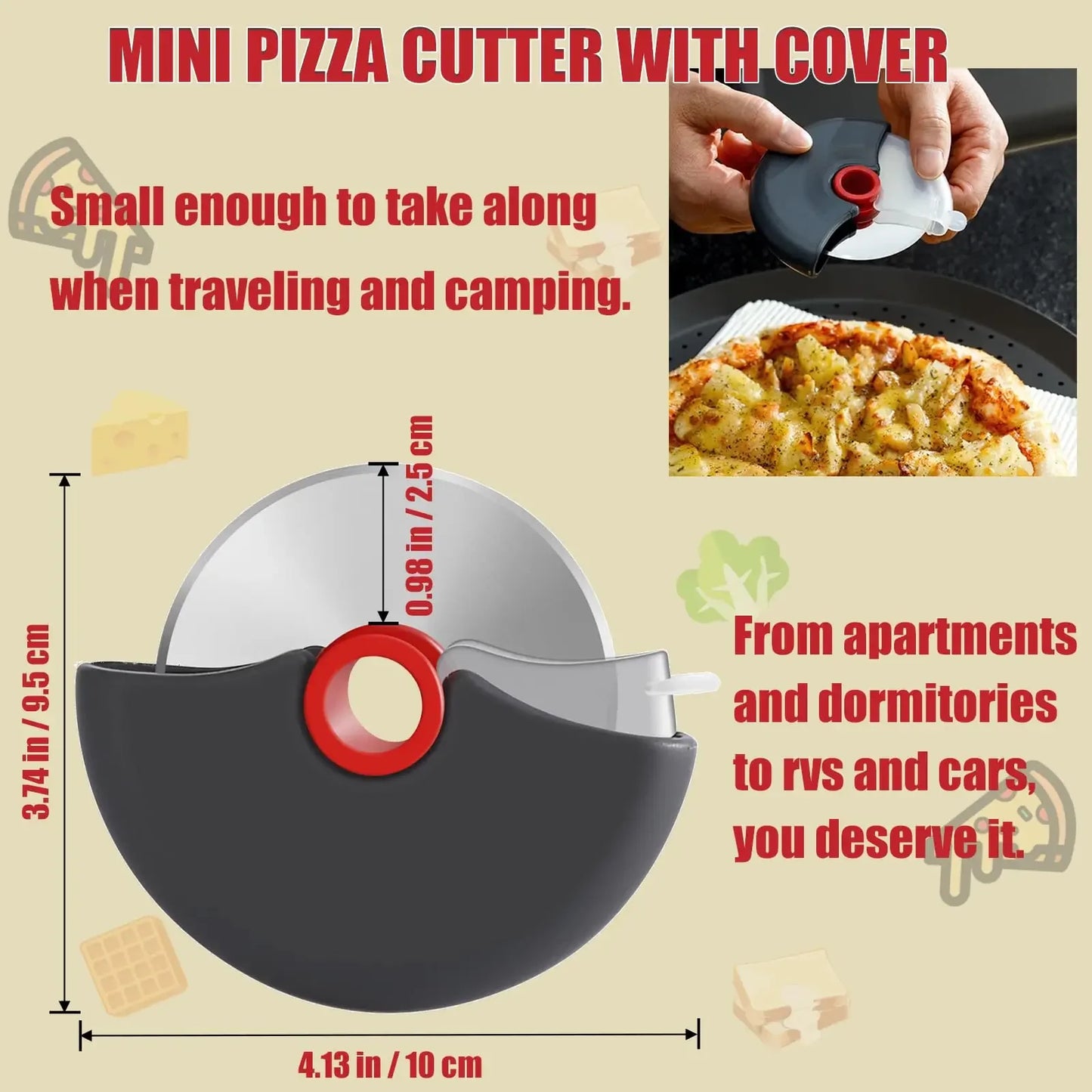 Multi-Purpose Stainless Steel Roller Cutter for Pizza, Cake, and Dough