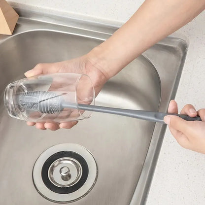 Long-Handle Silicone Bottle Brush for Kitchen Cleaning