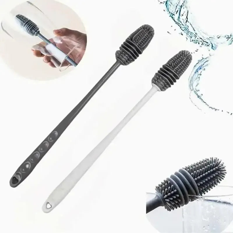 Long-Handle Silicone Bottle Brush for Kitchen Cleaning