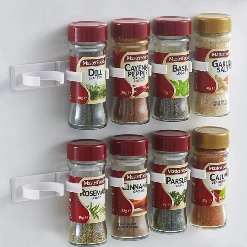 Set of 2 Wall-Mounted Adhesive Seasoning Jar Racks (Grey)