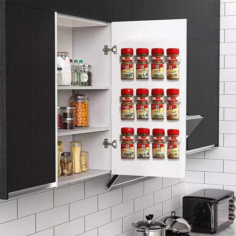 Set of 2 Wall-Mounted Adhesive Seasoning Jar Racks (Grey)