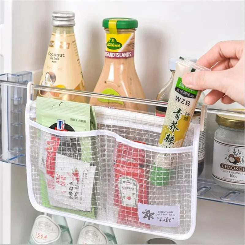 Refrigerator Door Hanging Mesh Organizer