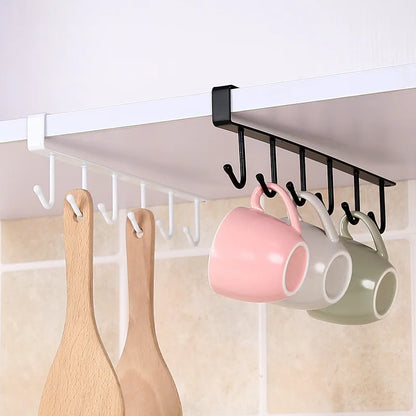 6-Hook Coffee Cup & Mug Holder Shelf – Black & White