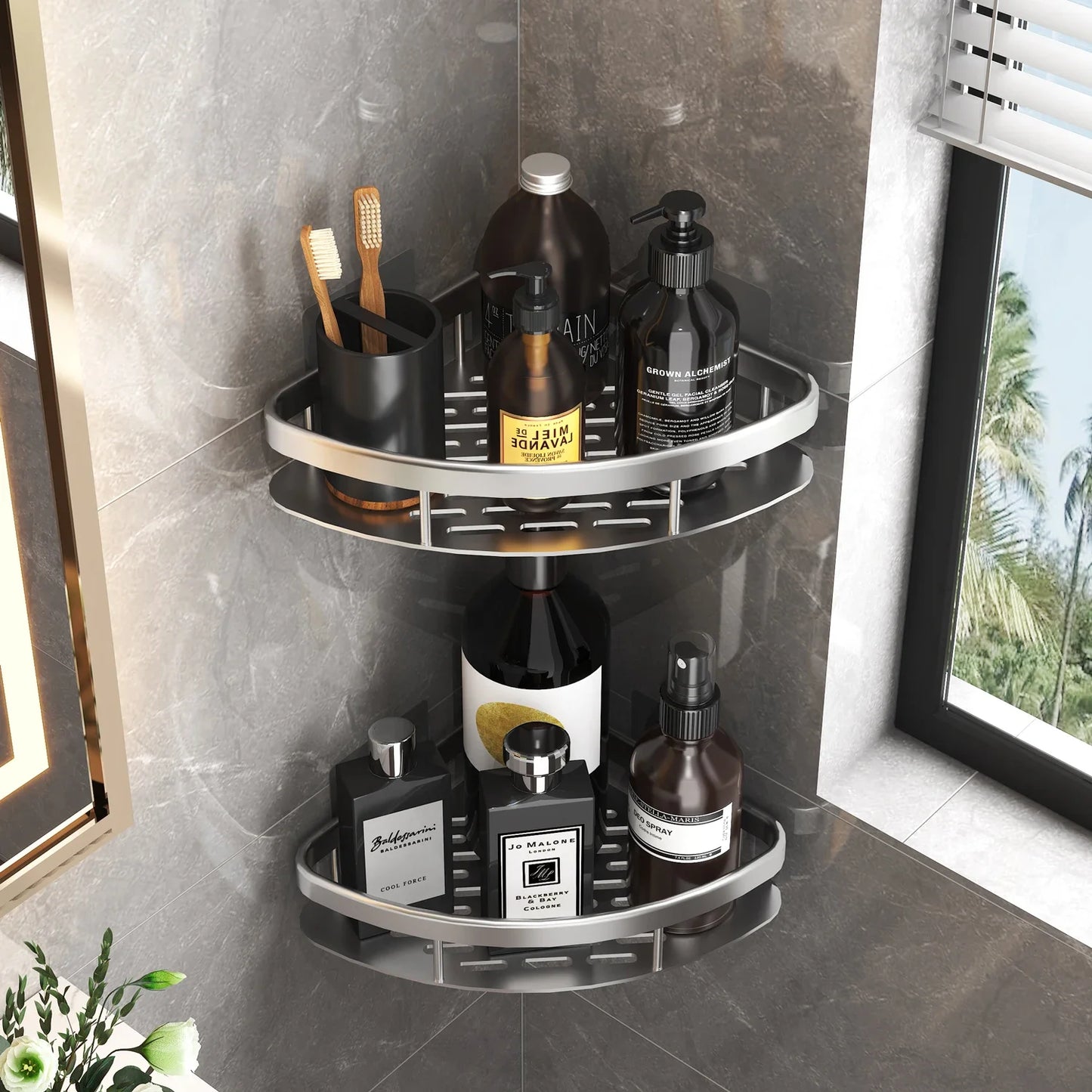 Aluminum Alloy Bathroom & Kitchen Storage Organizer Shelf