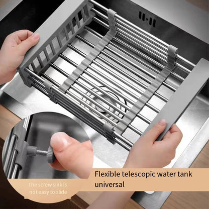 Folding Kitchen Sink Drain Rack & Dish Drainer Basket