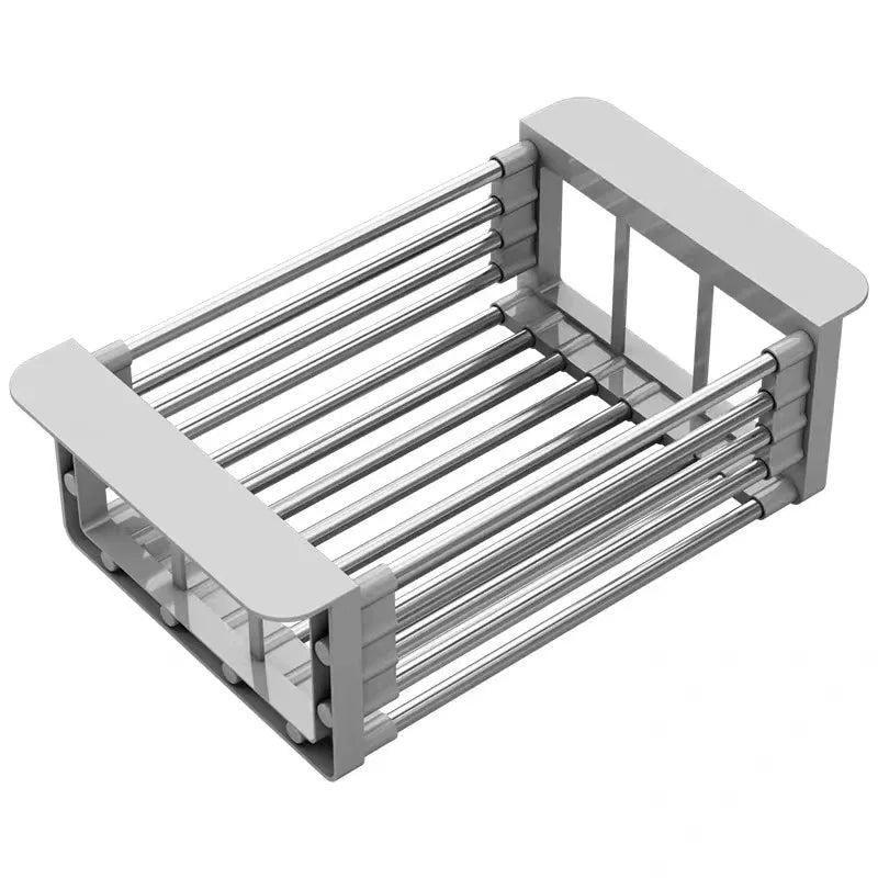 Folding Kitchen Sink Drain Rack & Dish Drainer Basket