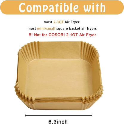 Disposable Air Fryer Paper Liners – Round/Square (50/100/200 Pcs)